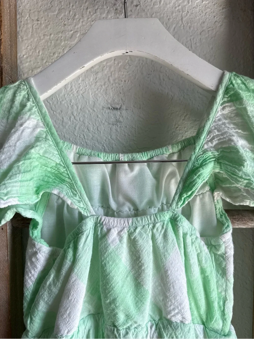 Cat & Jack Girls' A-line Flutter Sleeve Checkered Woven Dress Sz: S or 6/7